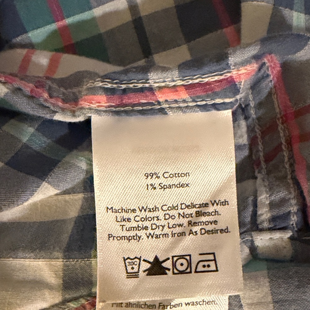 Eddie Bauer Plaid Short-Sleeve Button-Up Shirt - Blue/Teal size L Womens - Picture 5 of 5